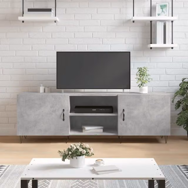 Berkfield Home Industrial TV Cabinet in Concrete Grey, W/D/H: 150 x 30 x 50 cm – 1