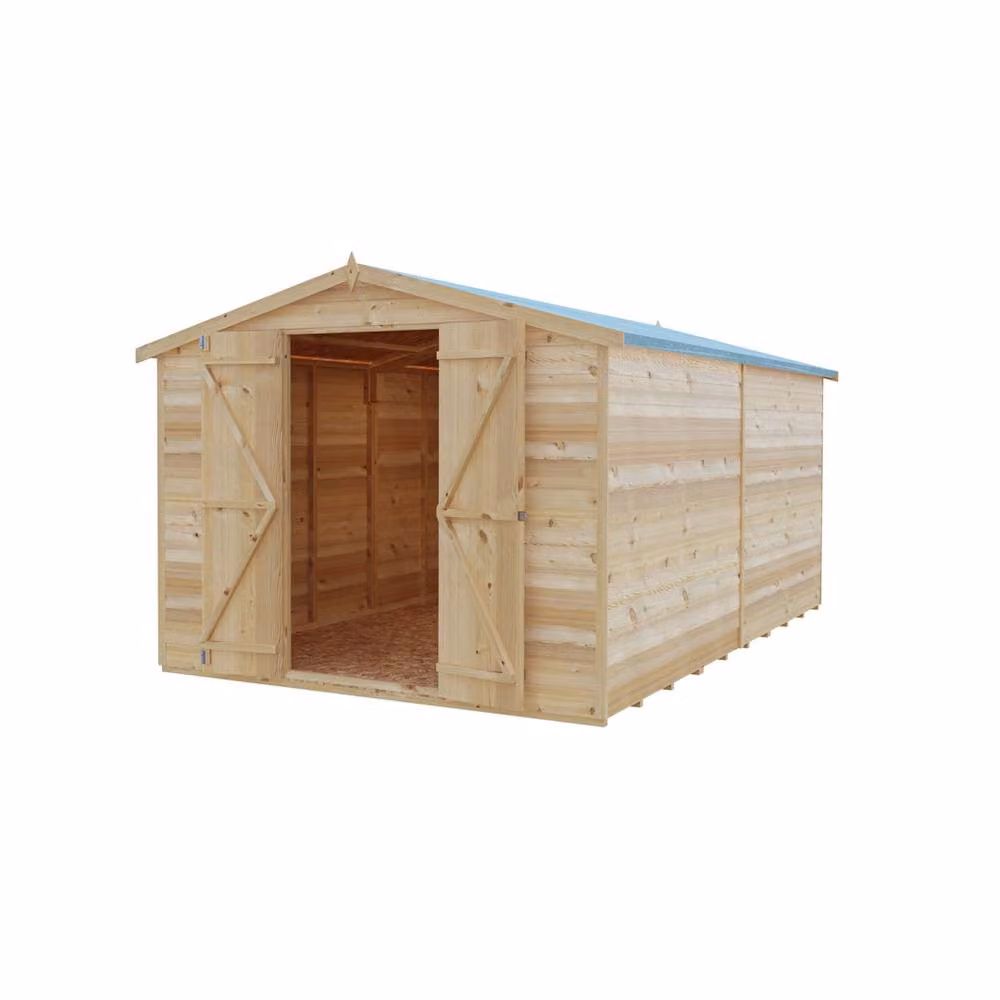 Shires Overlap Apex Wooden Shed with Double Doors and No Windows in Beige – 2