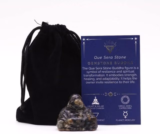 KDMD Que Sera Small Stone Buddha Hand-Carved Black Meditation Piece
