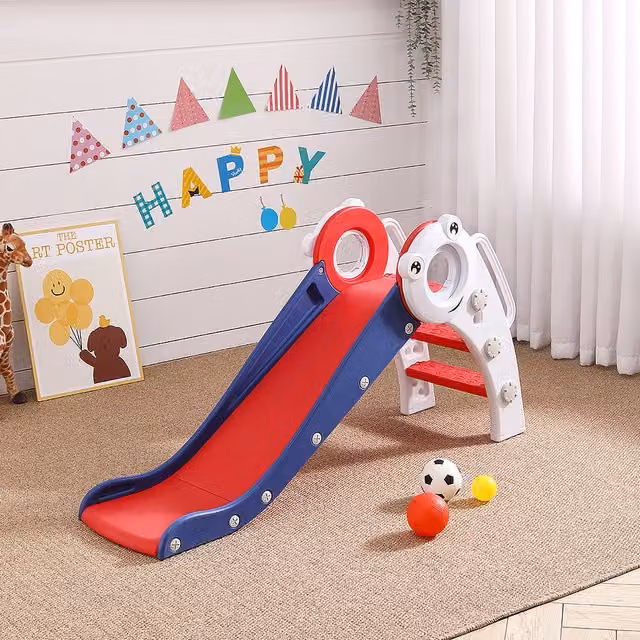 Livingandhome Foldable Lightweight Junior Plastic Play Slide in Blue and Red