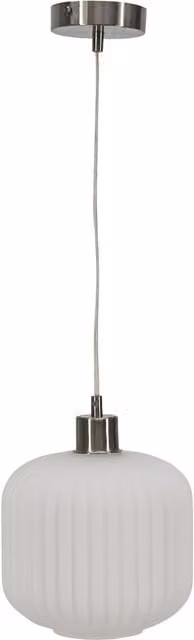 First Choice Lighting Bento White Ribbed Glass and Silver Pendant Light