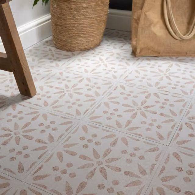 d-c-fix Vintage Flowers Self-adhesive Vinyl Floor Tiles, Multicolour, W: 30.48 cm, D: 30.48 cm