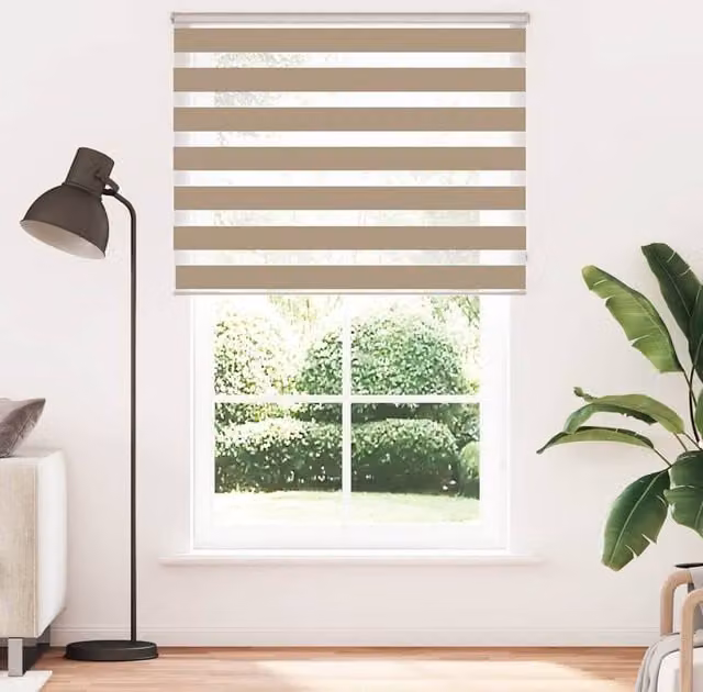 Berkfield Home Zebra Blind in Sand Brown, W: 140 cm, H: 200 cm