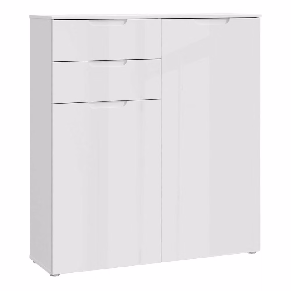 Wyld Haus Leipzig White High Gloss Chest of Drawers with 2 Doors and 2 Drawers – 2