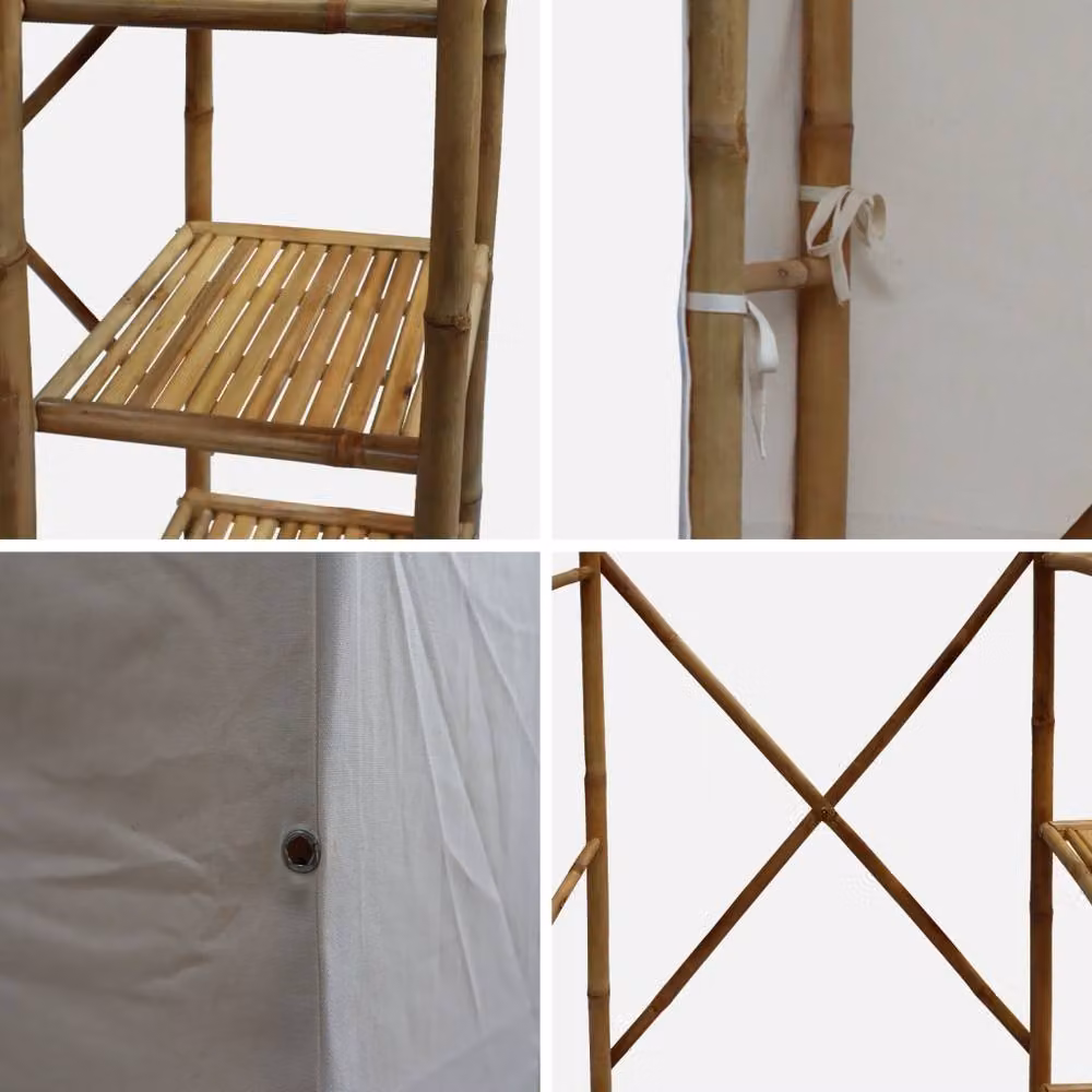 sweeek Bamboo Wardrobe with 3 Shelves, Light Brown, W/D/H: 110 x 40 x 170 cm – 3