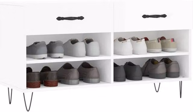 Berkfield Home High Gloss White Shoe Bench W/D/H: 102 x 35 x 55 cm