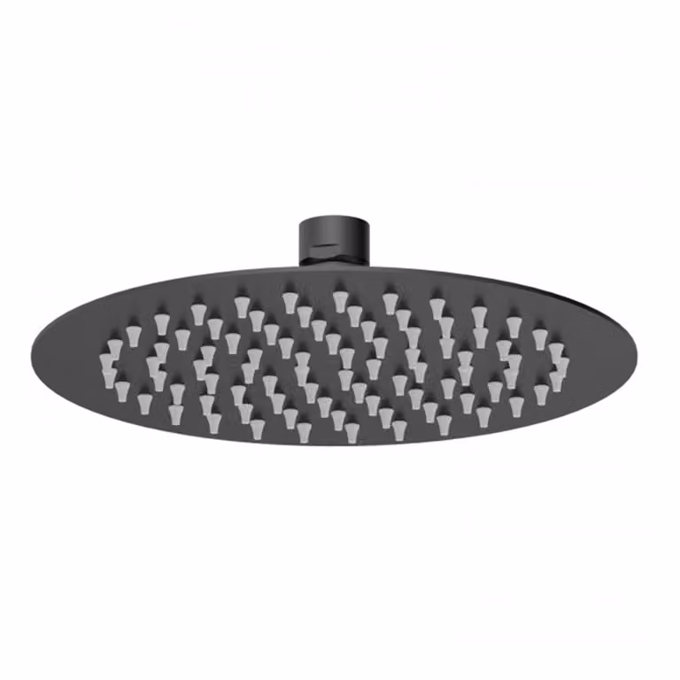Arvan Round Matt Black Fixed Overhead Shower Head with Anti-Limescale Feature