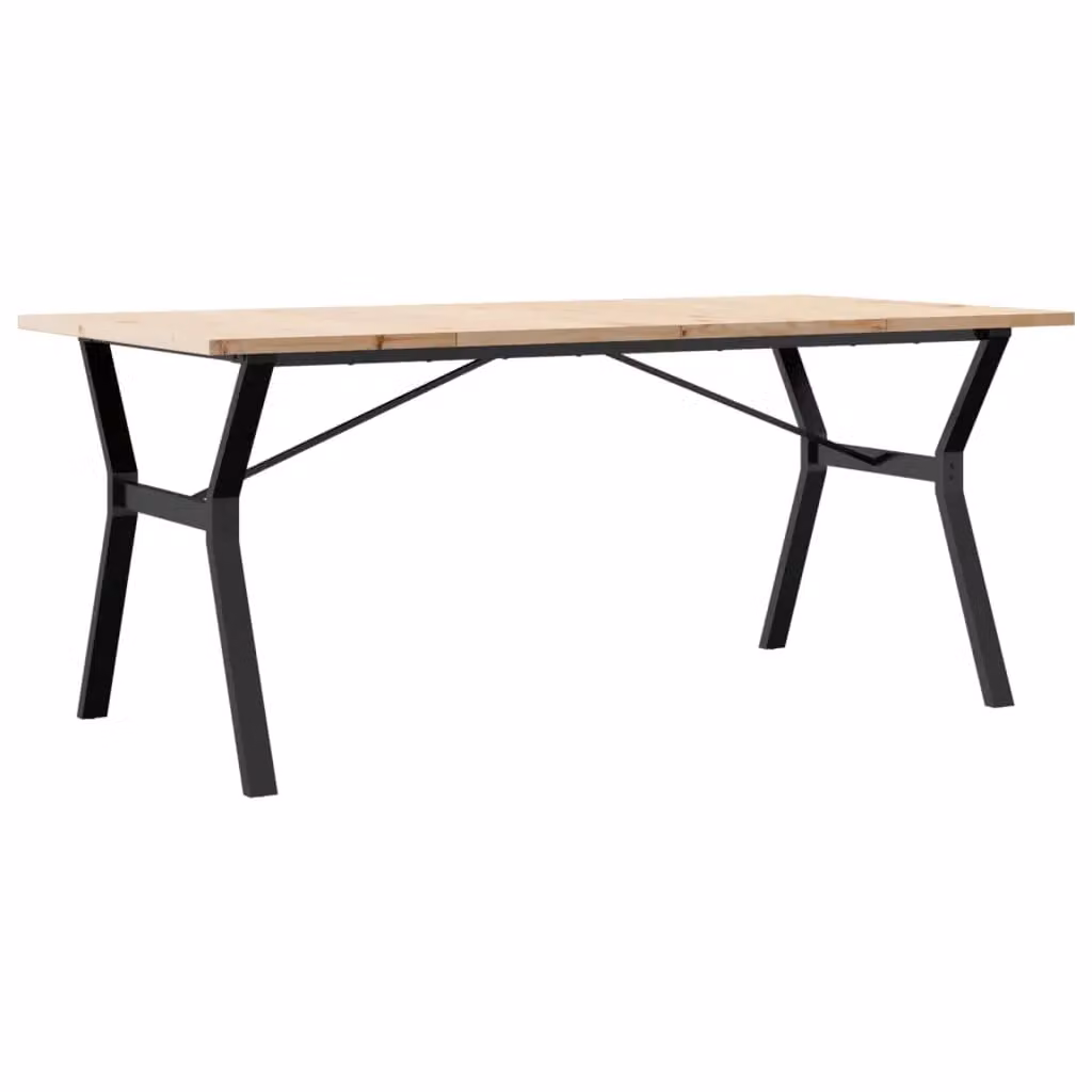 Berkfield Home Y-Frame Rectangular Dining Table in Brown Solid Pine and Steel, W: 180 cm, D: 90 cm, H: 75.5 cm – 2