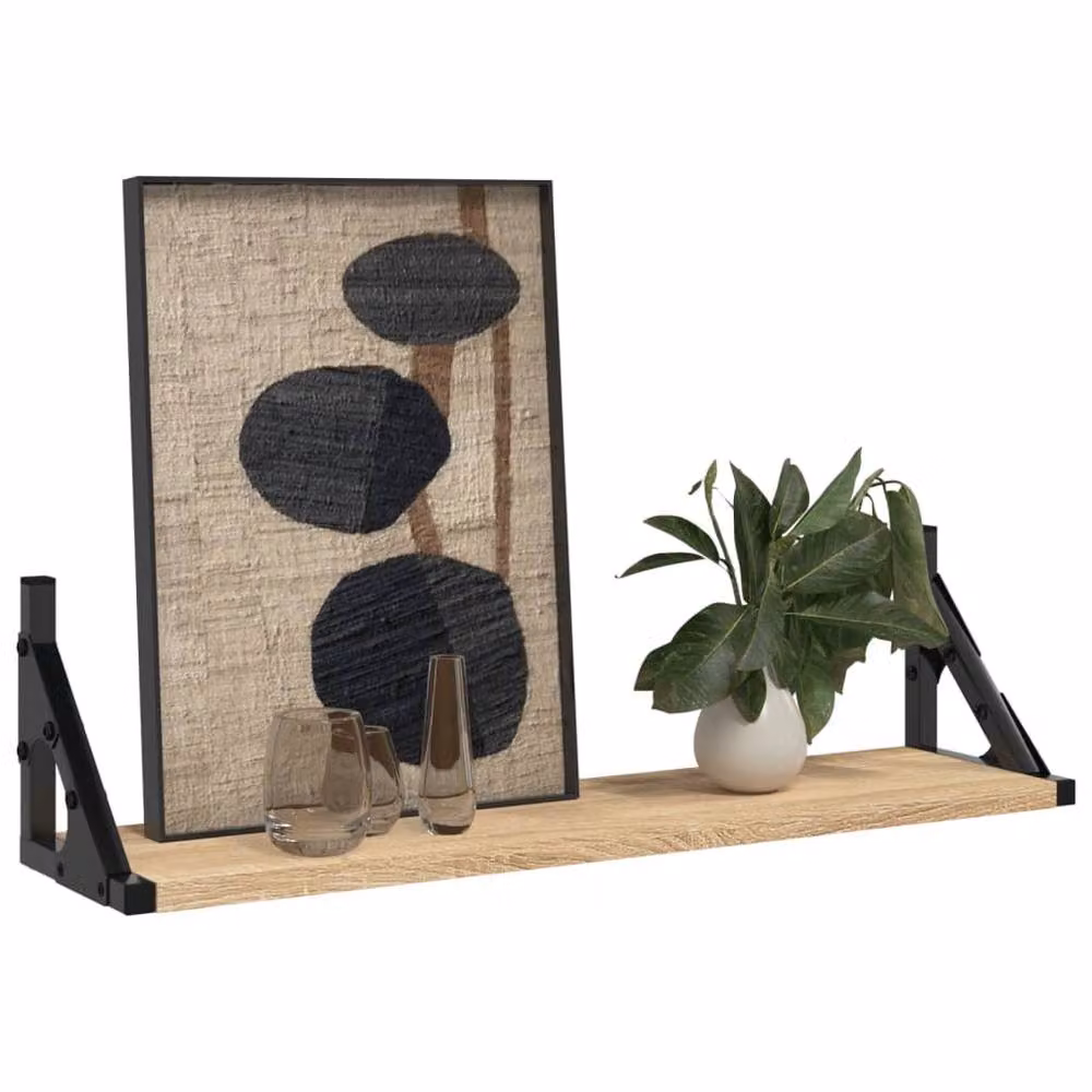 Berkfield Home Wall Shelves, 2 Pack, Sonoma Oak, Light Brown, W: 60 cm, D: 15 cm, H: 15.5 cm – 3