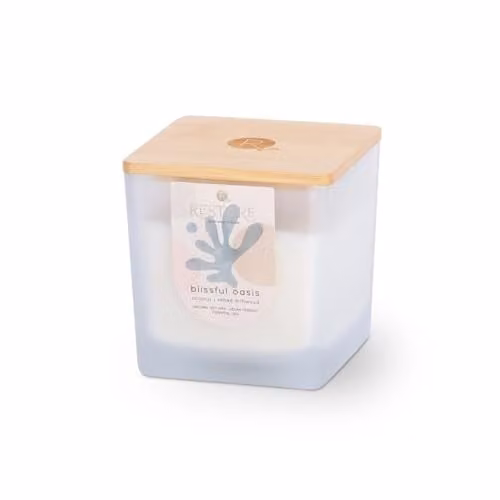 Heart & Home Restore Large Luxury Soy Blend Candle in White - Blissful Oasis