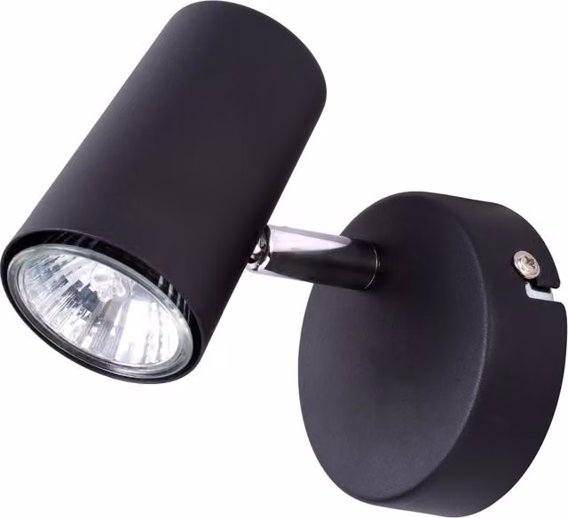 Litecraft Chobham Adjustable Spotlight Wall Light in Black with Transparent Glass Cylinder