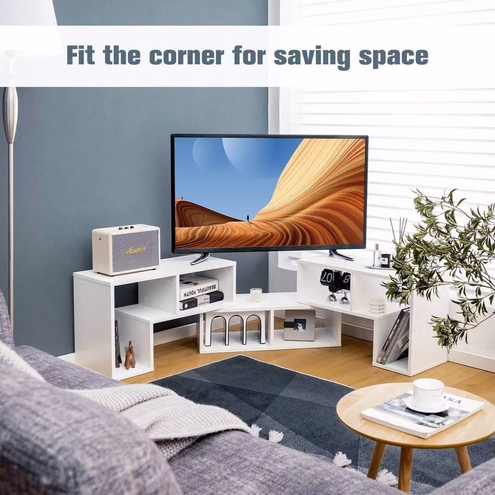 KORVIXA 3-Piece Modern Matt White TV Console Stand – 4