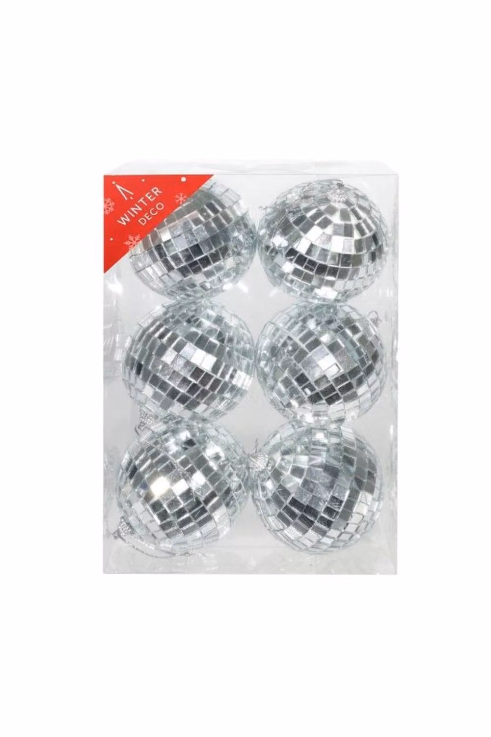 KDMD Silver Disco Baubles 6 Pack Round Geometric Christmas Ornaments – 2