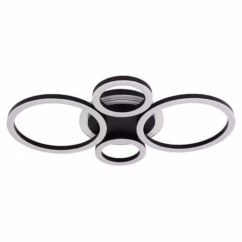 Globo Lighting Modern LED Ring Design Ceiling Light in Black, 40 W, 2500 lm, L x W x H: 53 x 35.5 x 6.1 cm