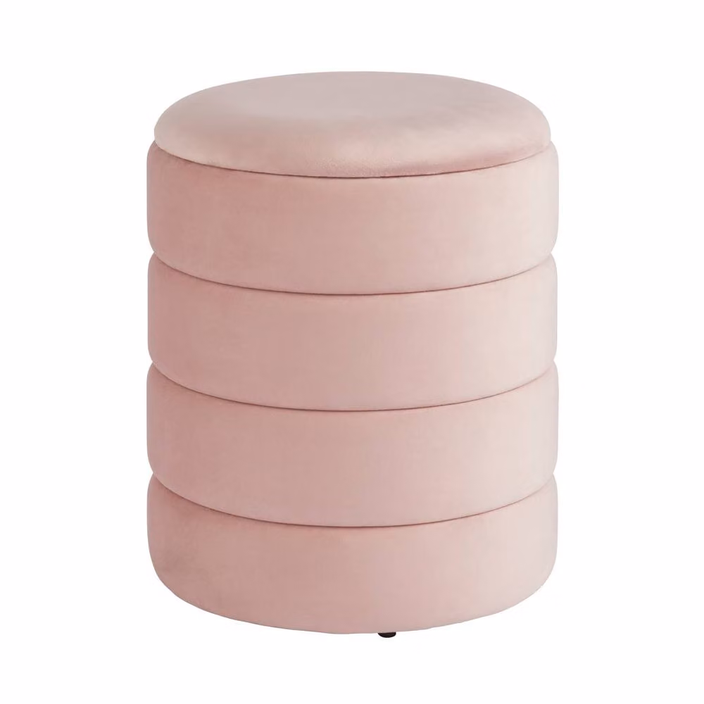 GFW Klara Pink Velvet Cylindrical Storage Stool – 2