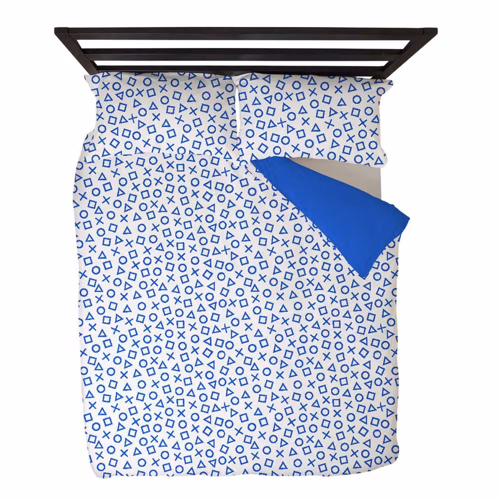 Playstation Reversible Graphic Duvet Cover and Pillowcase Set in Blue, W: 90 cm, L: 200 cm – 3