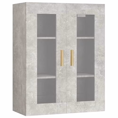 vidaXL Scandinavian Wall Mounted Hanging Cabinet with Glass Doors in Grey, W/D/H: 69.5 x 34 x 90 cm