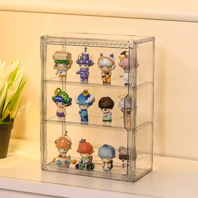 Livingandhome Transparent 3-Tier Wall Mounted Plastic Storage Box with Adjustable Shelves