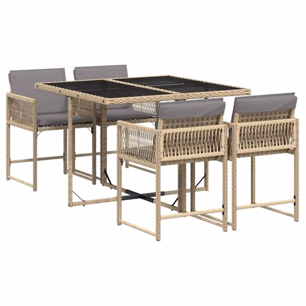 Berkfield Home Garden Dining Set in Beige, Black and Grey – 2