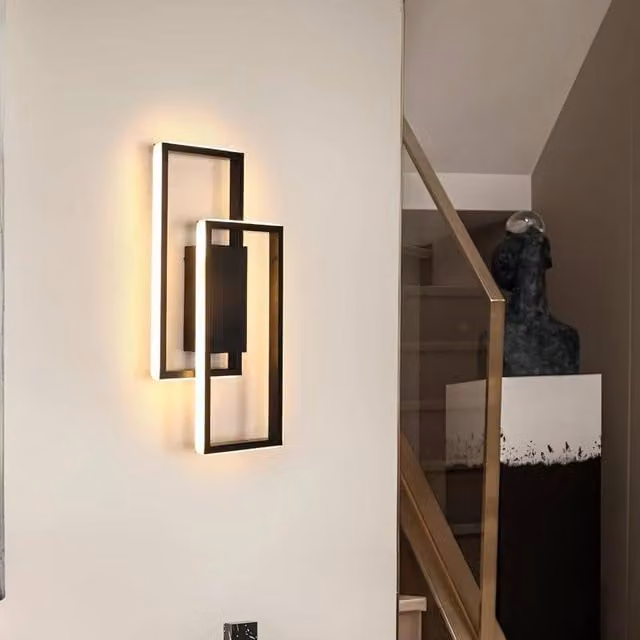 Goeco Modern Black LED Indoor Wall Light, Up and Down Lighting, 28W, 3000K Warm White, W/D/H: 40.5 x 6.0 x 40.5 cm – 1