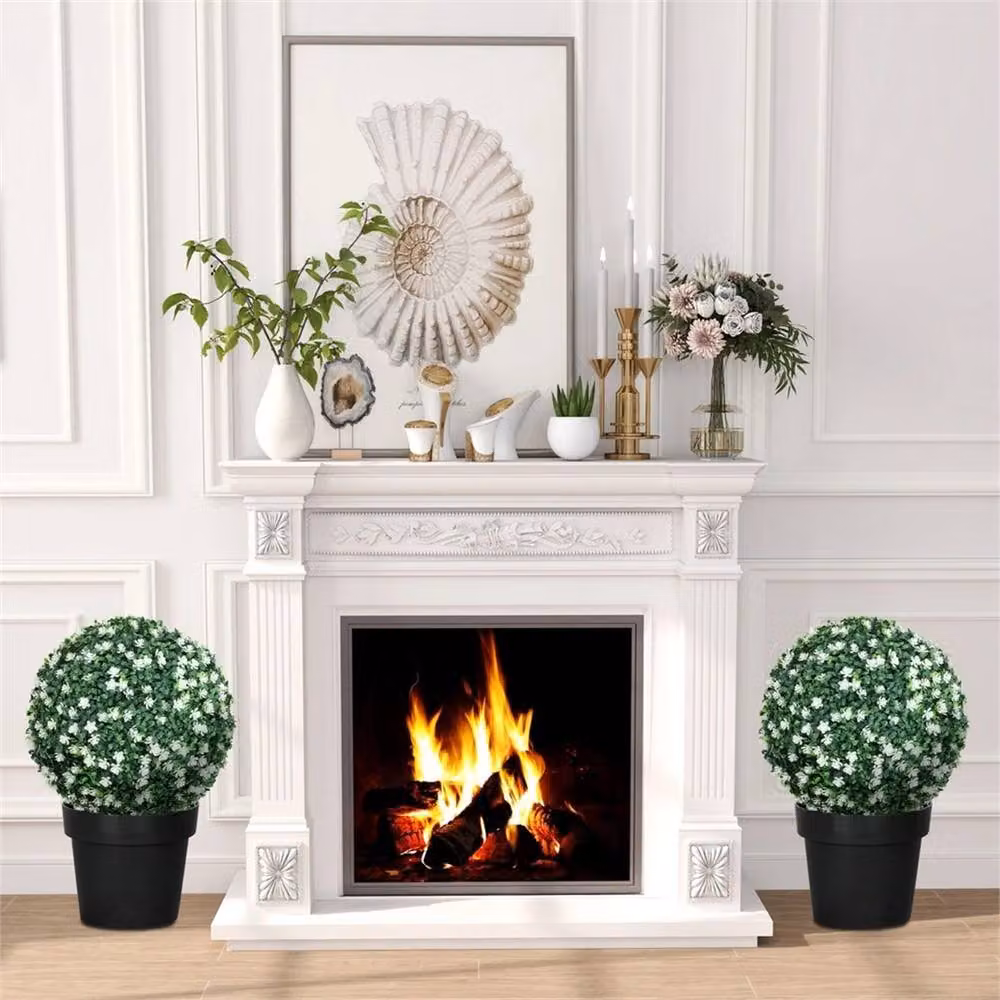 Nordara Set of 2 Green Artificial Round Faux Boxwood Topiary Balls for Indoor or Outdoor Use – 4