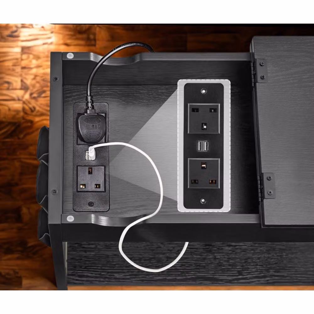Pirlo Plush Slim Smart Bedside End Table with Power and USB Outlets, Black, W/D/H: 60 x 31.5 x 60 cm – 5
