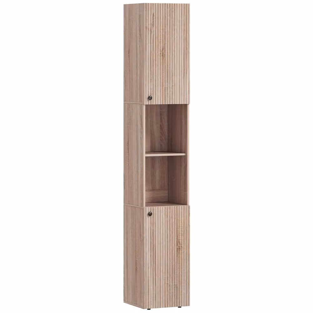 Wyld Haus Zivi Tall 6 Tier Bathroom Storage Cabinet in Sand and Brown, H 182 x W 31 x D 30 cm – 2