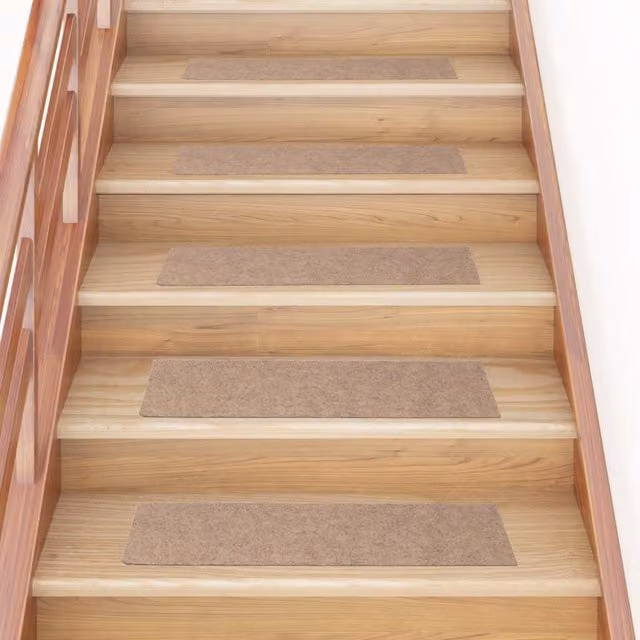 Berkfield Home Self-adhesive Rectangular Stair Mats, 15 Pieces, Light Brown, W: 76 cm, D: 20 cm – 1