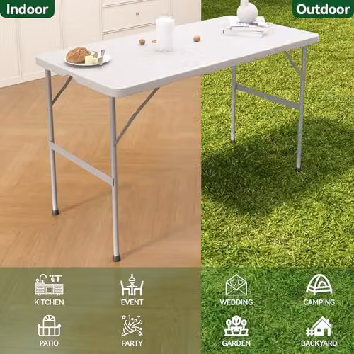 MCC Direct Heavy Duty Folding Table in White, W/D/H: 121.92 x 59.5 x 73.5 cm – 4