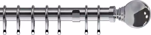Terrys Globe 35mm Metal Curtain Pole in Silver