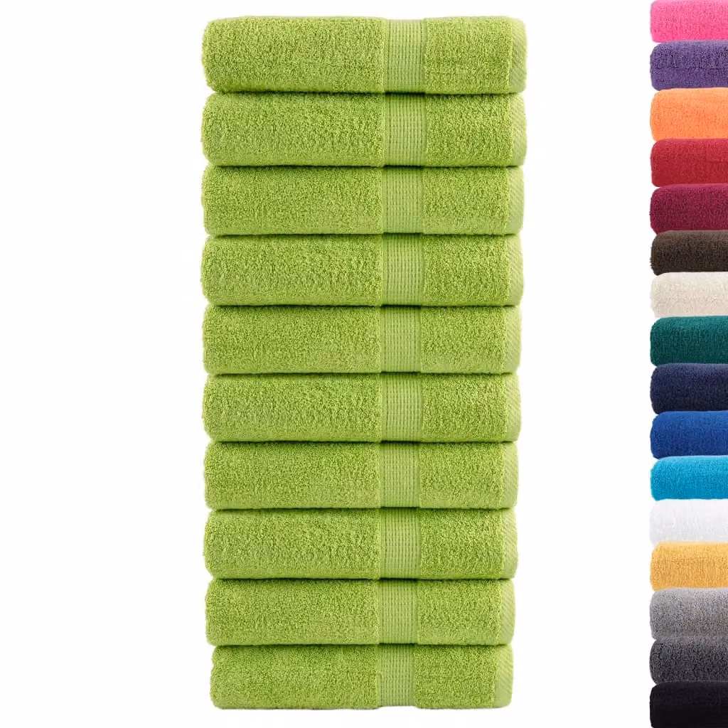 Berkfield Home SOLUND Premium Cotton Terry Hand Towels, Apple Green, 10 Pack, W: 50 cm, L: 100 cm, 600 gsm – 2