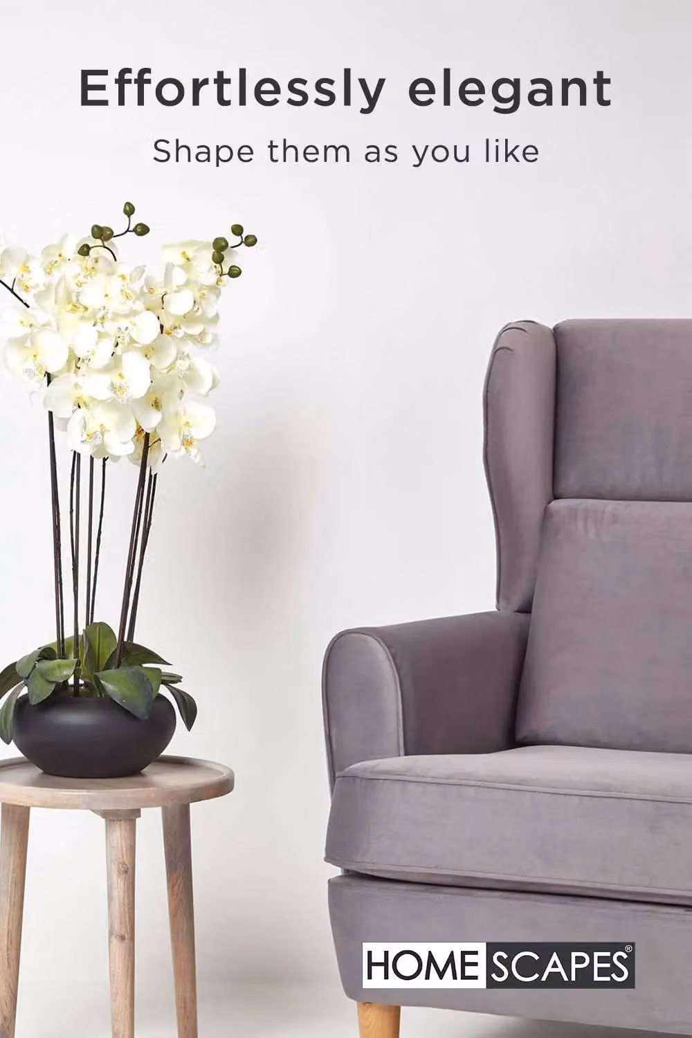 Homescapes Luxury Artificial Potted Orchid in a Black Ceramic Bowl, Height: 79 cm, Cream/Beige/White – 3