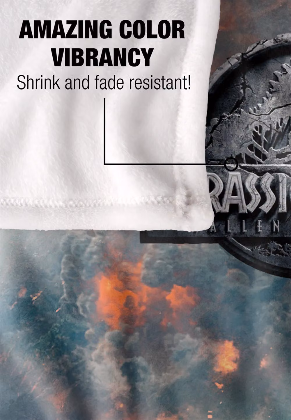 Jurassic World Fallen Kingdom T-Rex Poster Super Soft Fleece Throw Blanket, Multicolour, W/D/H: 152 x 127 cm – 4