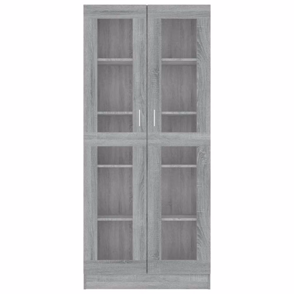 Berkfield Home Vitrine Cabinet in Grey Sonoma with Glass Doors, W: 82.5 cm, D: 30.5 cm, H: 185.5 cm – 2
