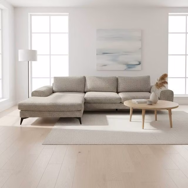 Abakus Direct Venice Chenille L-Shaped Corner Sofa in Taupe, Left Hand Facing