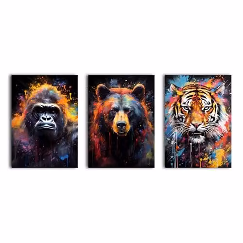 Simpa Beast of the Forests 3 Panel Multicolour Canvas Wall Art