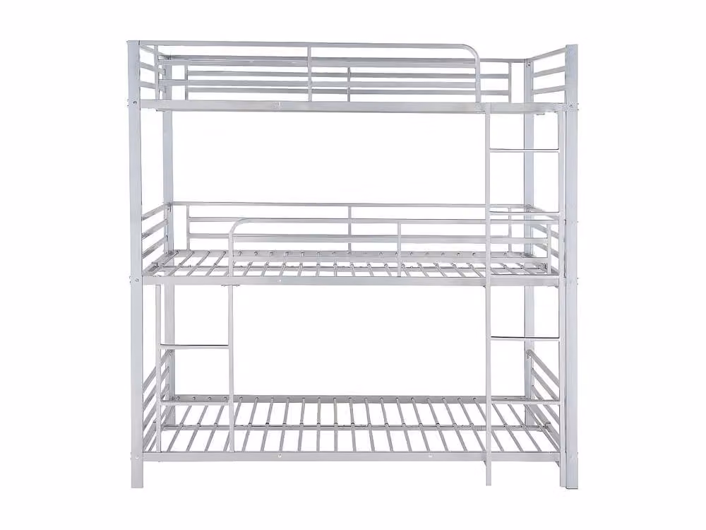 Vente-unique ELOUAN III Triple Bunk Beds in Silver Metal, W/D/H: 190 x 90 x 205 cm – 2