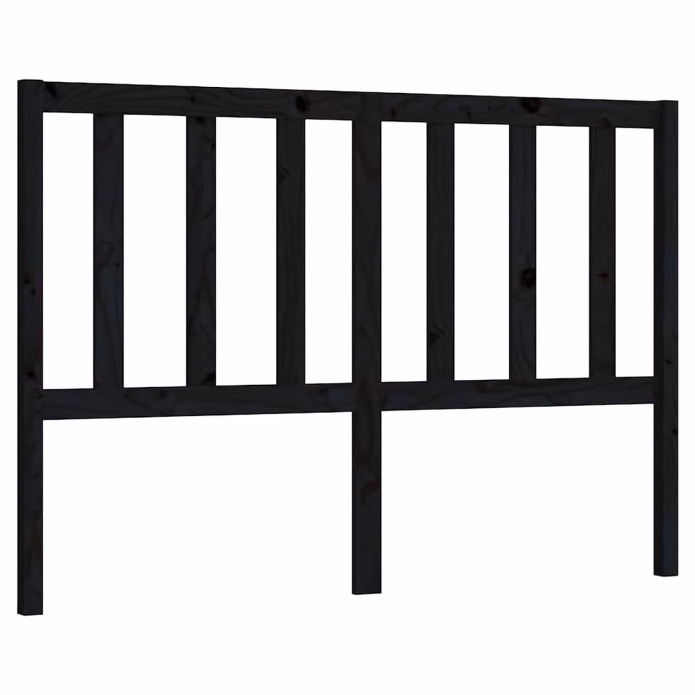 Berkfield Home Black Solid Pine Wood Bed Headboard, W: 126 cm, D: 4 cm, H: 100 cm – 3