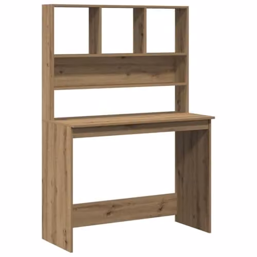 vidaXL Computer Desk with Shelves in Artisan Oak and Brown, W/D/H: 102 x 45 x 148 cm