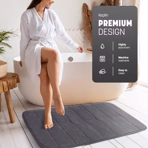Keplin Memory Foam Bath Mat, Dark Grey, W: 60 cm, D: 90 cm – 3