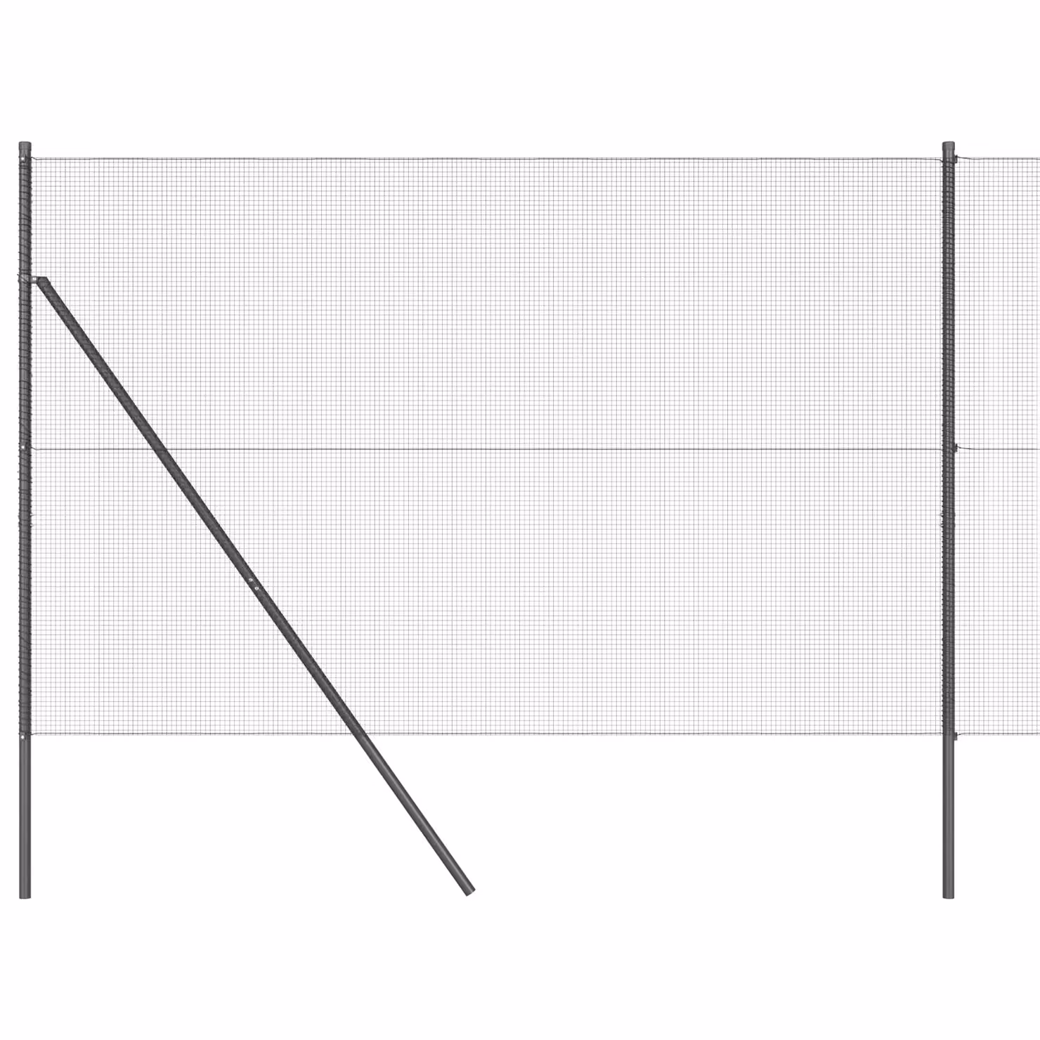 Berkfield Home Grey Steel Welded Wire Fence with 13 Round In-Ground Posts, 1.6 x 25 m – 2