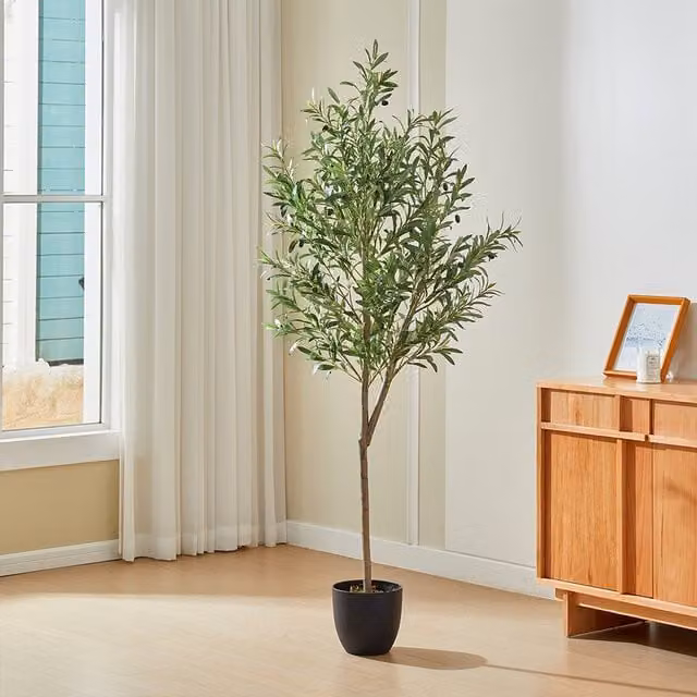 Breeins Green Artificial Mediterranean Olive Tree in Pot, Height: 175 cm