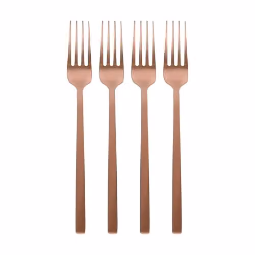 Argon Tableware Stainless Steel Dinner Forks, Copper Coated, Pack of 4 – 1