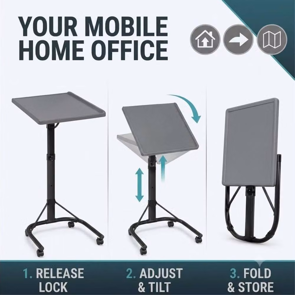 FORGEVIO Grey Adjustable Height Laptop Table and Writing Desk – 5