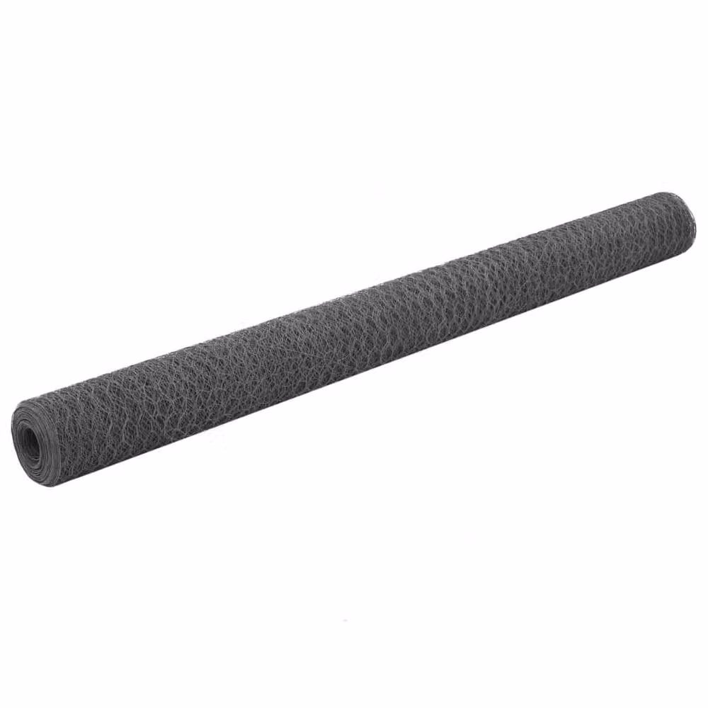 Berkfield Home Sturdy Steel Chicken Wire Fence with PVC Coating, Grey, 25 x 1.5 m – 2