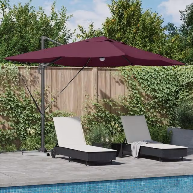Berkfield Home Cantilever Umbrella in Bordeaux Red Metal and Fabric – 1