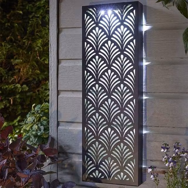 Garden Mile Solar Silhouette Papyrus Leaf LED Wall Panel in Black