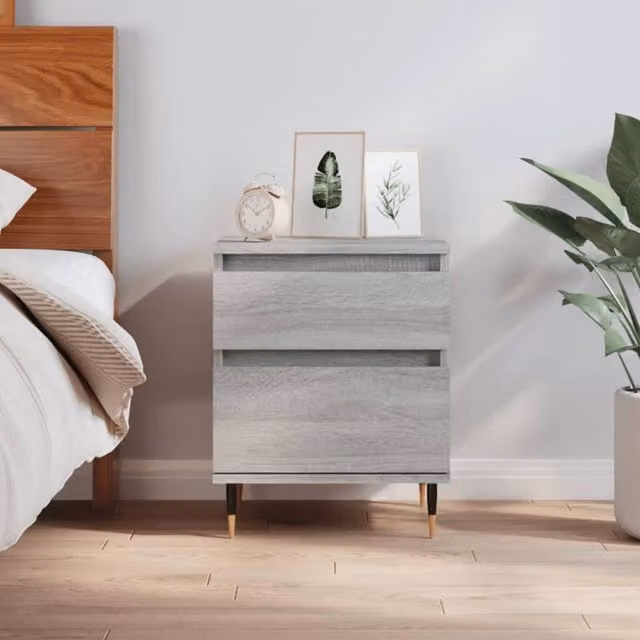 Berkfield Home Grey Sonoma Bedside Cabinet W: 40 cm, D: 35 cm, H: 50 cm