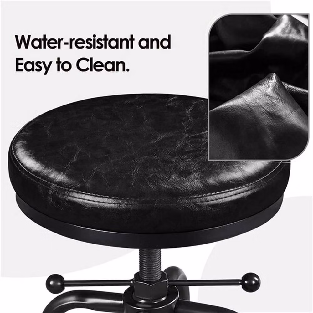 Kelvenix Industrial Swivel Bar Stools in Black Synthetic Leather W/D/H: 34.5 x 34.5 x 71.5 cm – 4