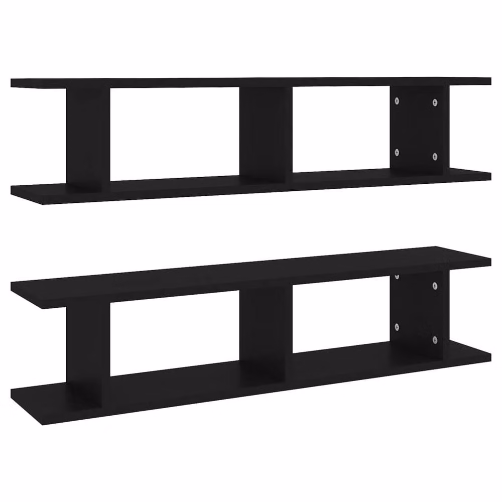Berkfield Home Wall Mounted Shelf Set of 2 in Black Matt Engineered Wood W/D/H: 90 x 18 x 20 cm – 3